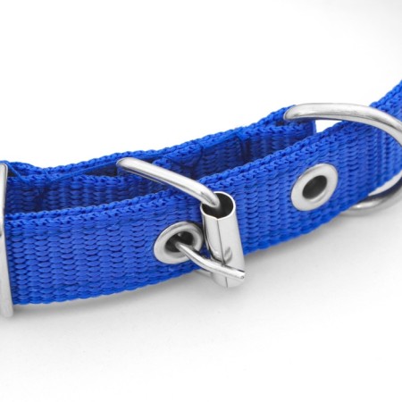 Collar "Comfort" Combined (polyester, artificial leather), 45 x 2 cm, Osh 30-39 cm, blue 609-3