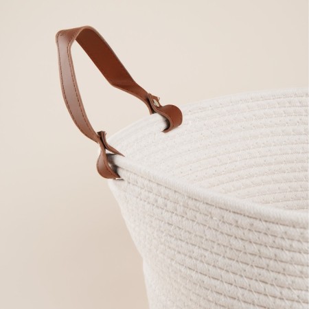 Basket for storage of handmade lauded "Louise", 33 × 33 × 16 cm, white color-3