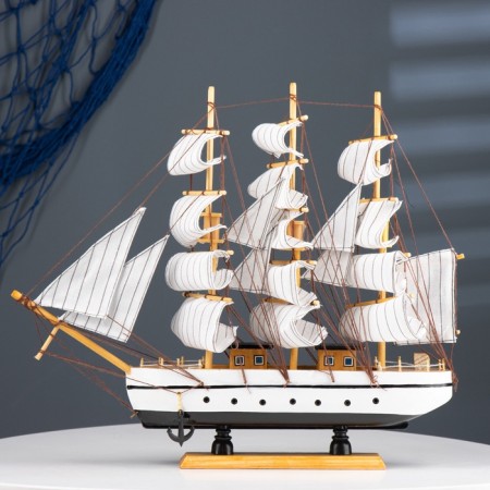 The ship souvenir medium "Pillad", white sides, white sails, 45x9x41 cm-12