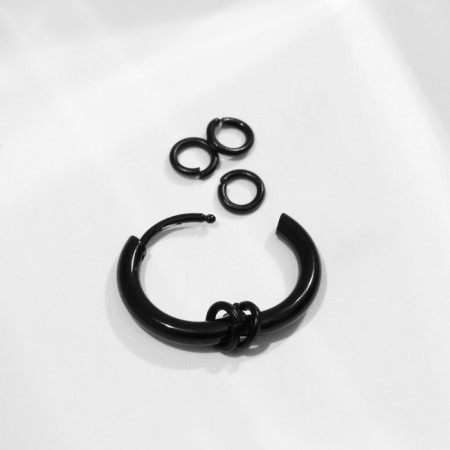 Piercing in the ear "Rings", d = 12 mm, black color-2