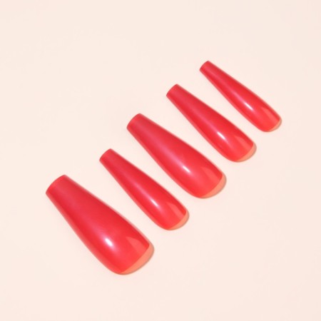 Patch nails, 24 pcs, ballerina shape, red color-1