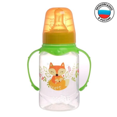 A bottle of feeding "Fox Sonya", a classic throat, with handles, 150 ml, from 0 months, color green-1