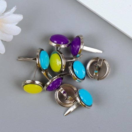 Brads for scrapbooking "Drops of paint" set 10 pcs mix 1.5x1.1x1.1 cm