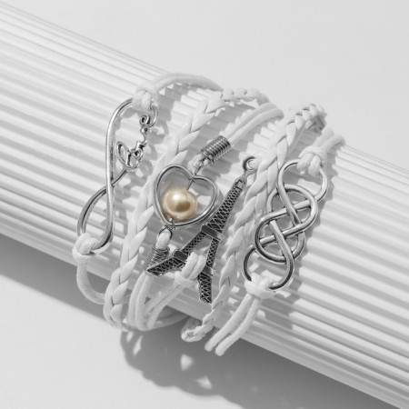 Bracelet Skin "Magic of Signs" Paris, 6 threads, white color, l = 20 cm-4