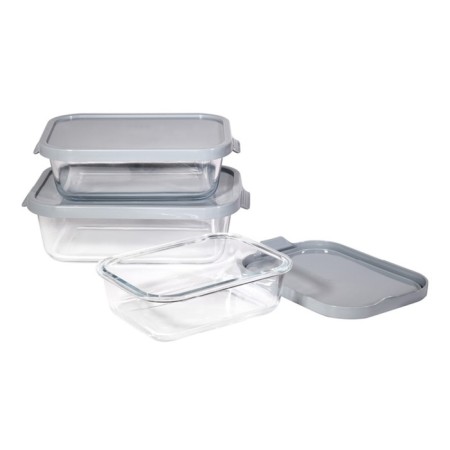 Set of glass containers, gray color, 3 pcs.-1
