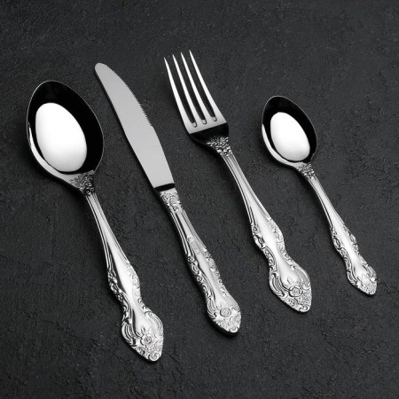 Set of cutlery "Troika", 24 items, decorative box, silver color-1