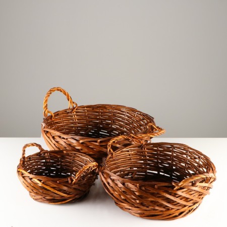 A set of baskets, 3 pcs, 42x14 cm, 34x11.5 cm, 26x9 cm, willow