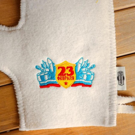 Mitten for a bath with embroidery "February 23", the first variety-1