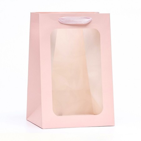 Gift package, with a window, 30 x 20 x 16 cm, pink, 1pc.-1