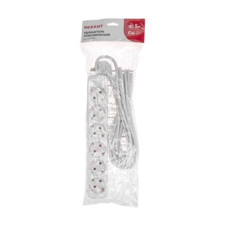 Extension cord Standard 6 nests, 5m, 3x1.0mm², s/h, white rexant-4