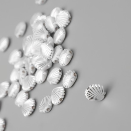 Beads for creativity plastic "shell" white-silver set 20 g 1x1x0.4 cm-1