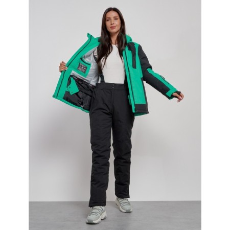 Ski costume female winter, size 44, green color-11