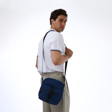 Male bag over the shoulder, textura, textiles, blue color-5