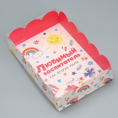 Bearbox, confectionery packaging with PVC lid, "Favorite Educator", 20 x 30 x 8 cm