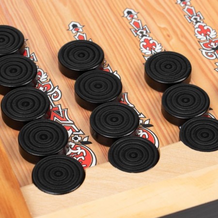 Flying backgamers, wooden board 50 x 50 cm, with a field for playing checkers-3