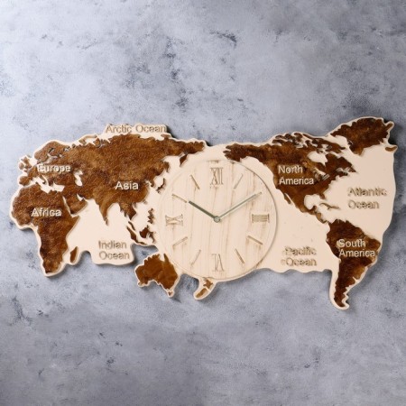 Wall clock, series: interior, "mainland", discrete move, 80 x 40 cm