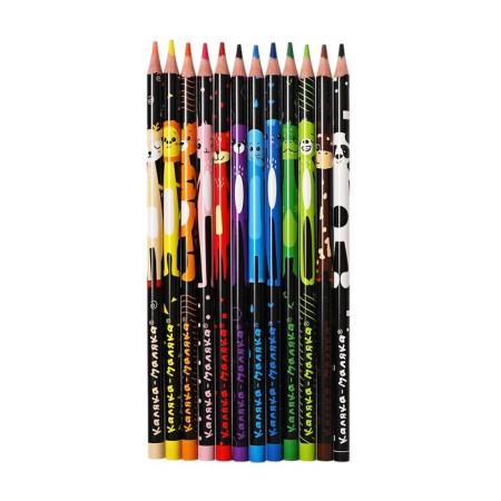 Pencils of 12 flowers "Kalyak-Malyak" with characters, round, with print-1
