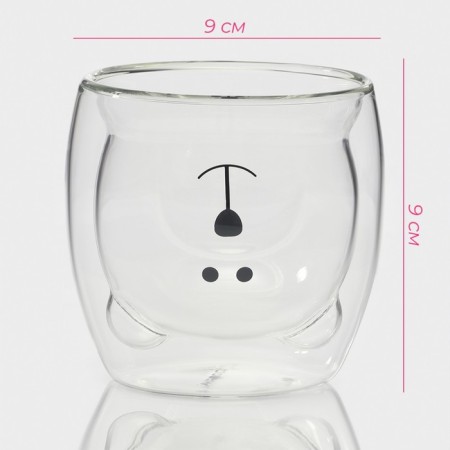 Glass glass with double walls of the Bear -Bear, 200 ml, 9 × 9 cm-1
