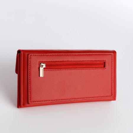 Women's wallet on the button, red color-1