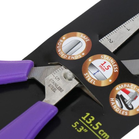 Baby scissors 13.5 cm, Erichkrause Joy, with rounded ends of blades and ruler, mix-6