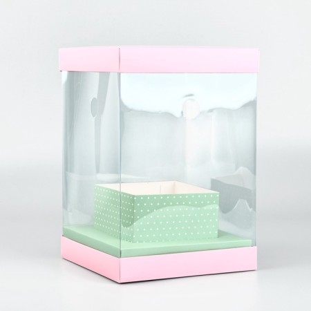 Box for flowers with a vase and PVC Windows Folding "Tenderness", 16 x 23 x 16 cm