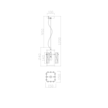 Suspended lamp 40W, 1HE14, 2.6x1.5x1.5 cm, nickel-1