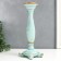 Polystone candlestick for 1 candle "lush sheet" of pale blue 26.5x9x9 cm