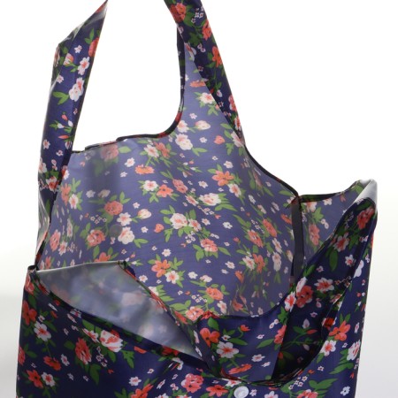 Household bag on the button, folding, blue color-2