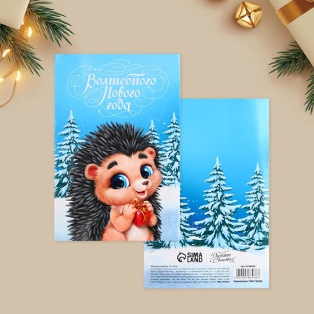 Volumetric postcard "Magic holiday", hedgehog, 12x 18 cm, New Year-5