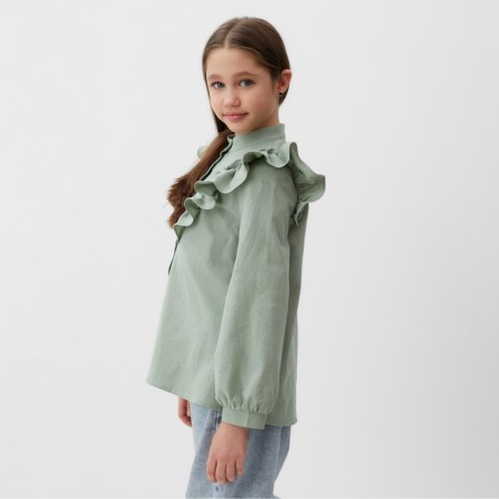 Blouse for girls minku olive color, height 152 cm-3