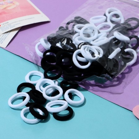 Hair elastic band "Mahrushka" (set of 100 pcs) 2.5 cm, black and white
