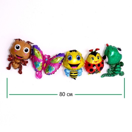Garland of foil balls 38 "Funny insects", 80 cm
