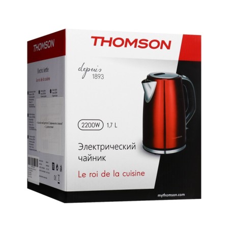 Electric kettle Thomson K30e-4001, metal, 1.7 l, 2000 watts, red-10