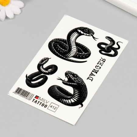 Tattoo on the body "Snake, danger" 10x15 cm-1
