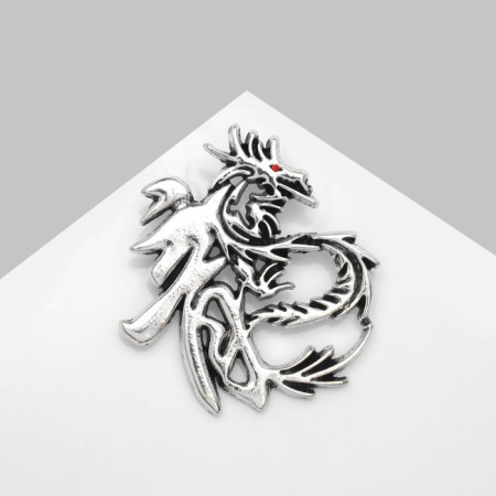 Brooch "Dragon" Chinese, red color in black silver-1