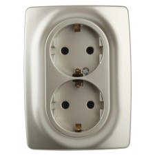 2x2p+E Schuko, 16A-250V, IP20, ERA12, Shampan