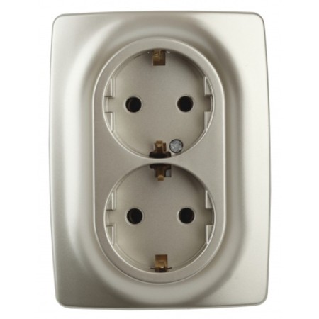 2x2p+E Schuko, 16A-250V, IP20, ERA12, Shampan