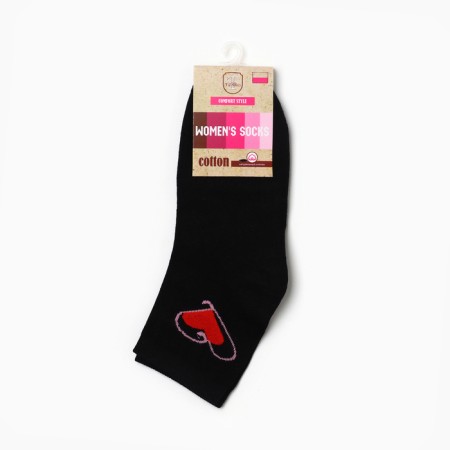 Women's socks "Hearts", Black Color, Rr. 23-25-2