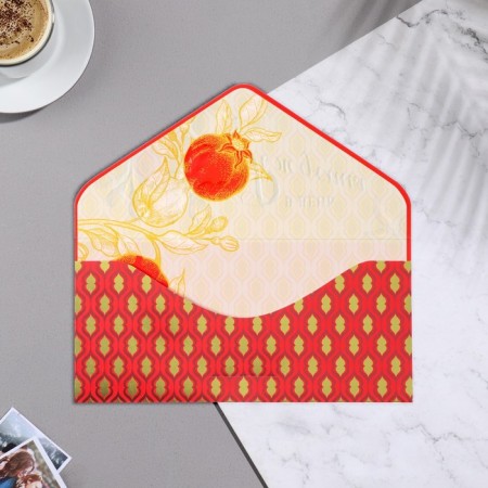 Money envelope "On Birthday!" Cutting off, congregation, embossing, orange background, 9.3x19 cm-1