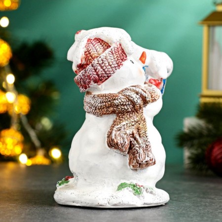 Snowman Snowman with a gift 12cm-3