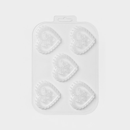 Form for chocolate and sweets plastic “heart impulse”, 6 × 6.8 × 0.77 cm, color transparent color-2