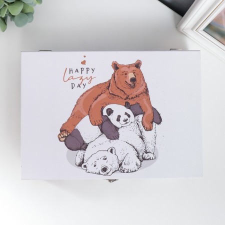 Casket Wood "Three Bear" to leatherette 5.5x24x17 cm-3