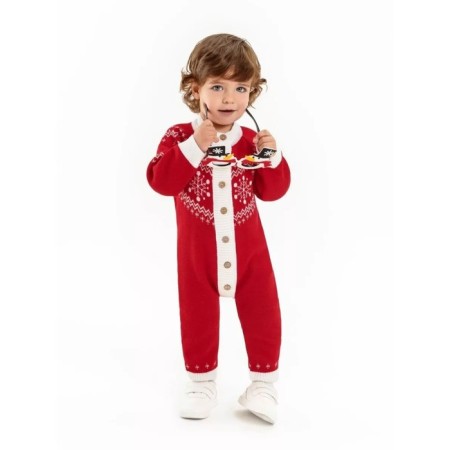 Knitting overalls, children's pure love Christmas Snow, height 62 cm, red color-3
