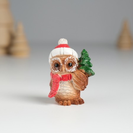 Souvenir Polystone "Owl in the red cap" MIX 3.5x3x4.5 cm-1
