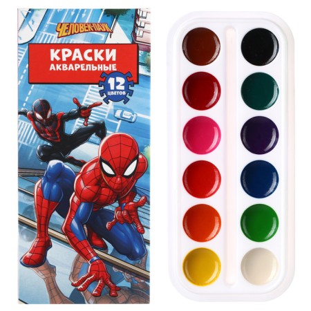 The honey watercolor "Spider-Man", 12 colors, in a cardboard box, without a brush-1