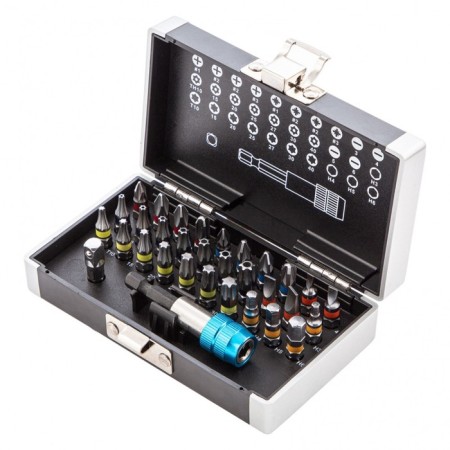 Gross 11363 bit set, magnetic adapter, S2 steel, plastic case, 32 items-1