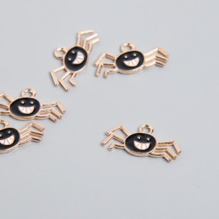 Decor for creativity Metal, enamel "Spider with a smile" black 1.2x2.1 cm