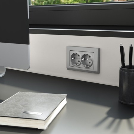 Frame for a double socket Stark (silver matte) W0081865-1