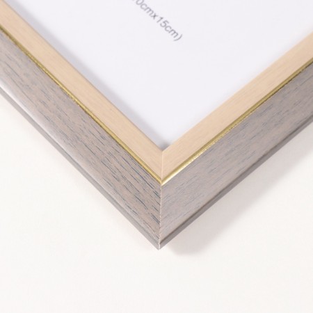 Photo frame plastic 10x15 cm "Belo-gray" with a gold stripe 1.5x13.2x18 cm-2