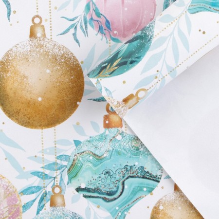 Glossy packaging paper "New Year's balls", 50 x 70 cm, New Year-1